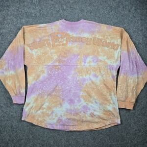 Walt Disney Spirit‎ Jersey Shirt Unisex Large Orange Pink Tie Dye Long Sleeve